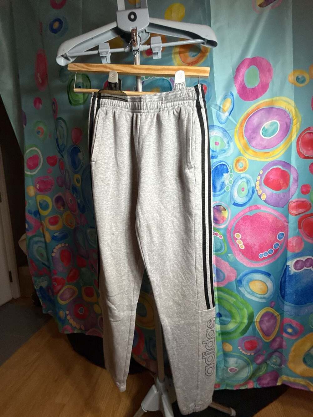 Adidas Men's Heather Grey 3-Stripe Fleece Jogger Sweatpants Model GT9436
